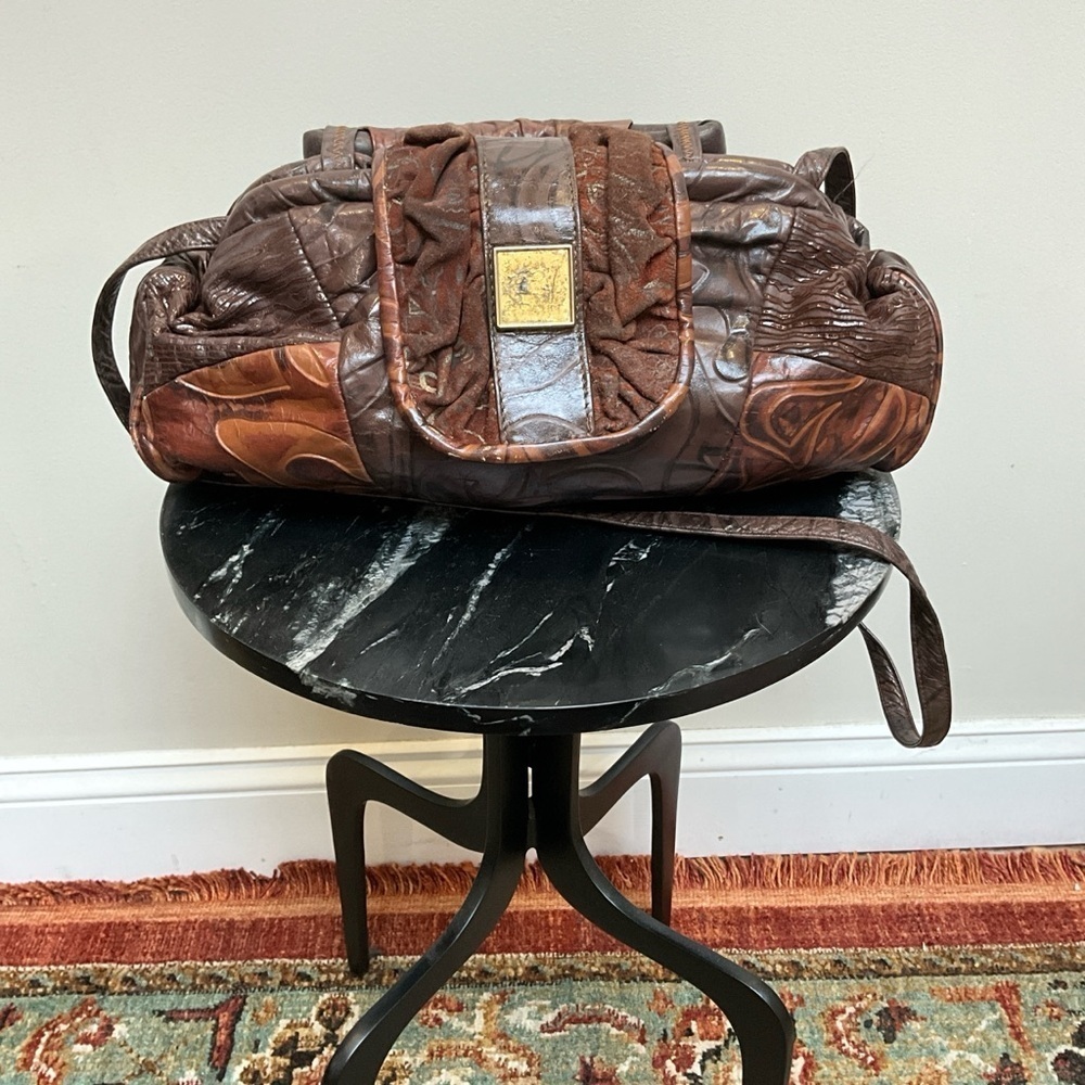 80s tool leather oblong brown crossbody bag - Picture 9 of 10